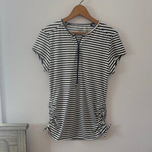 Carve Designs Navy and White Striped Short Sleeve Top